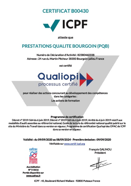 Qualiopi Certificate Delivered for Training Action